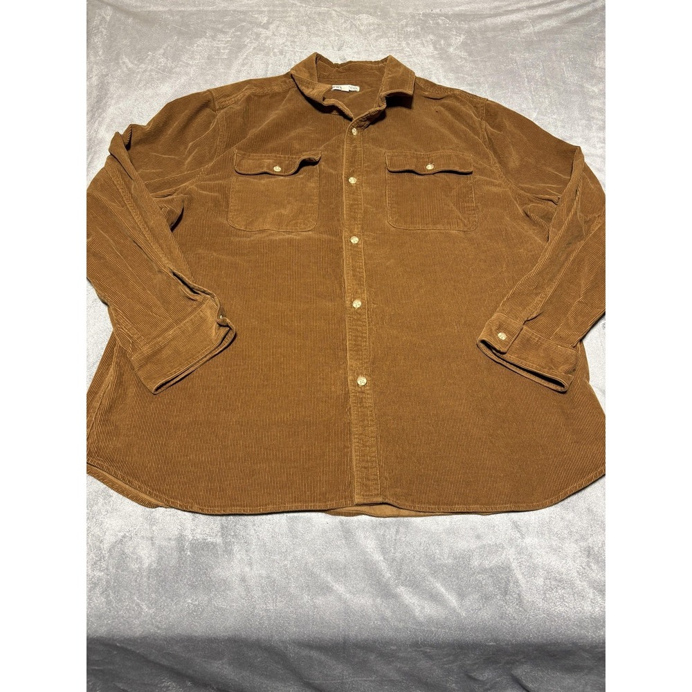 Frye And Co Shirt Mens 3XL Brown Corduroy Long Sleeve Button Front Shirt